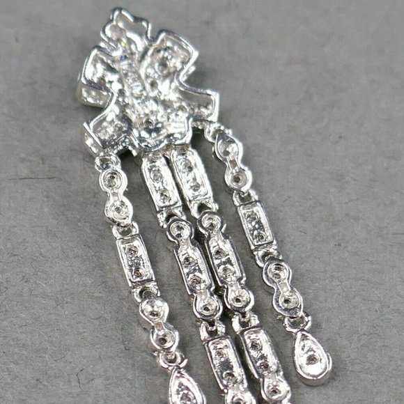 Fine Designer ADL 14k White Gold 1/4 tcw Art Deco Slide Necklace Pendant - Picture 6 of 9